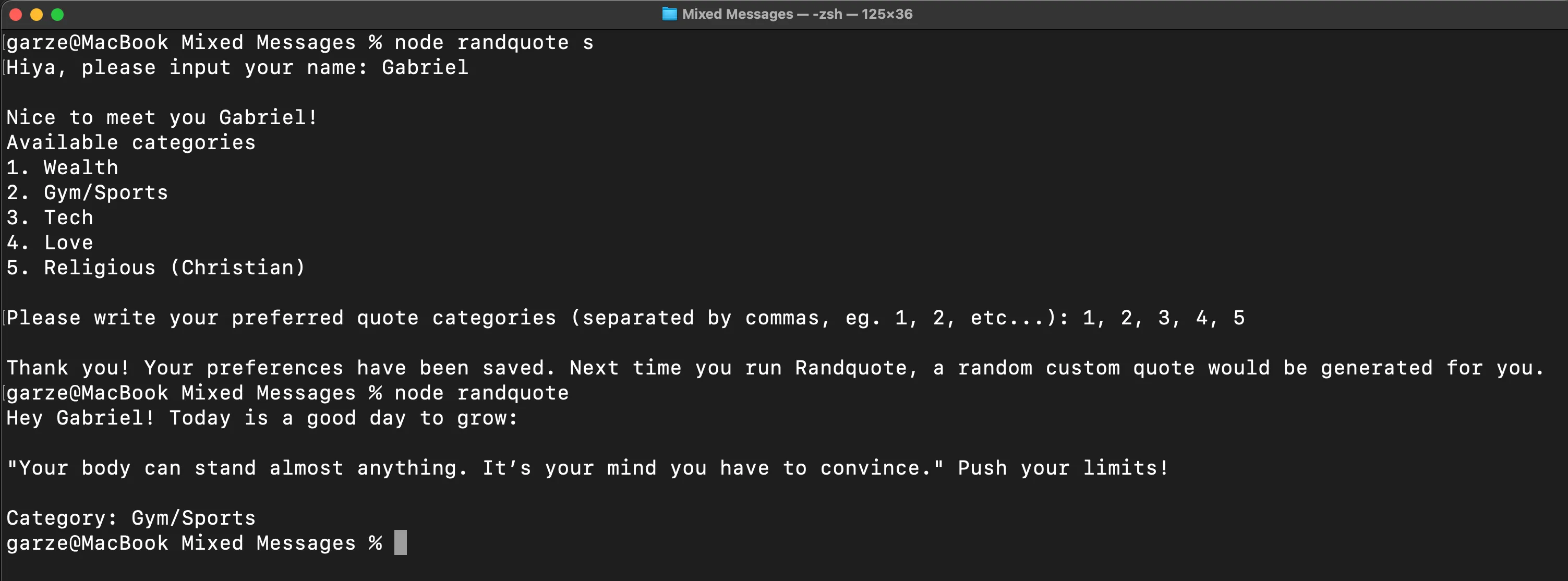 Random Quote Generator project screenshot